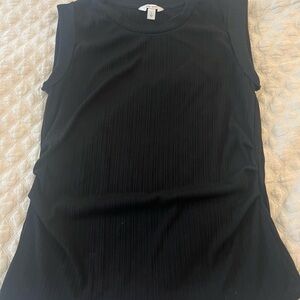Nine West Black Ribbed Sleeveless Crewneck Tank